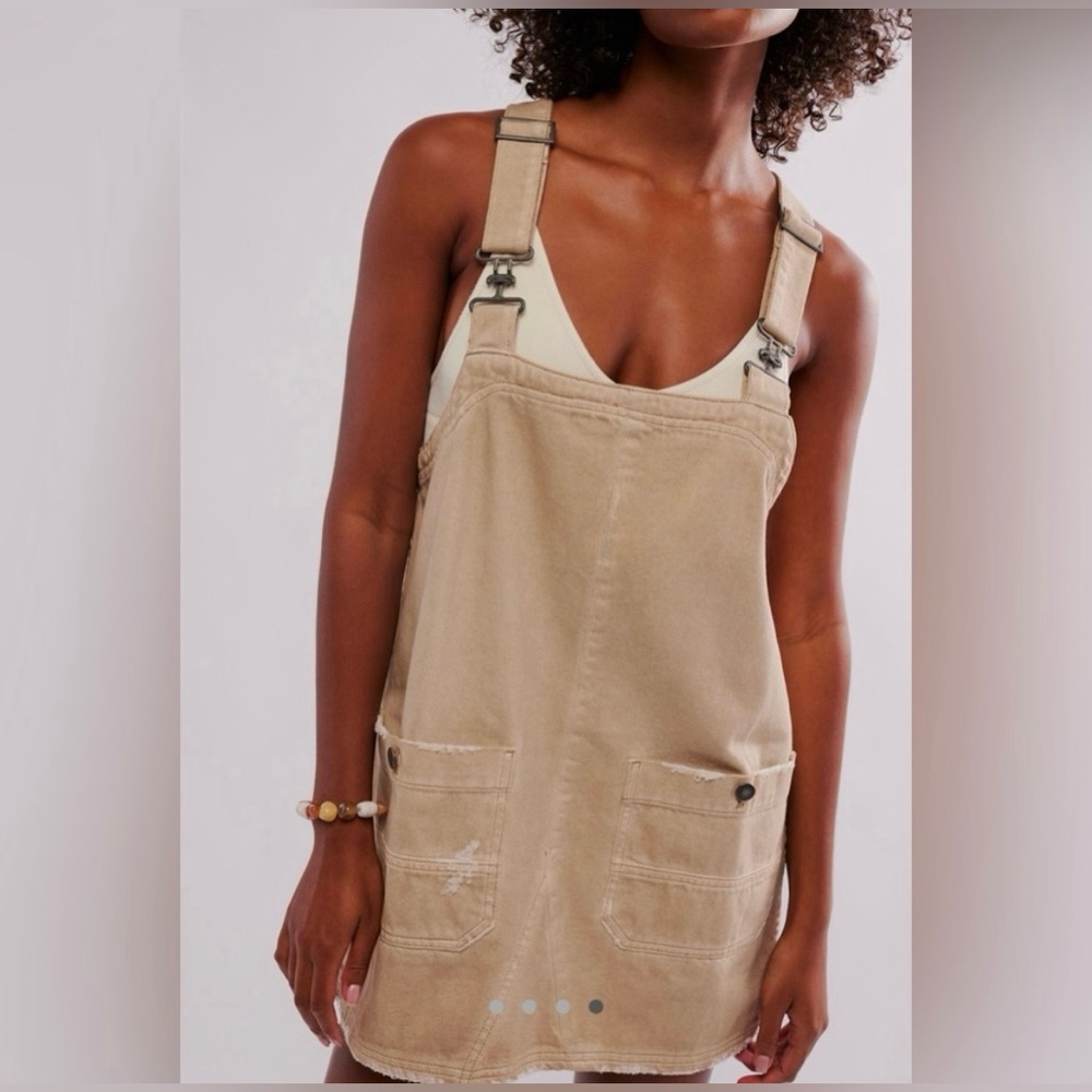 *NWT* FREE PEOPLE OVERALL SMOCKED MINI DRESS - Picture 2 of 8
